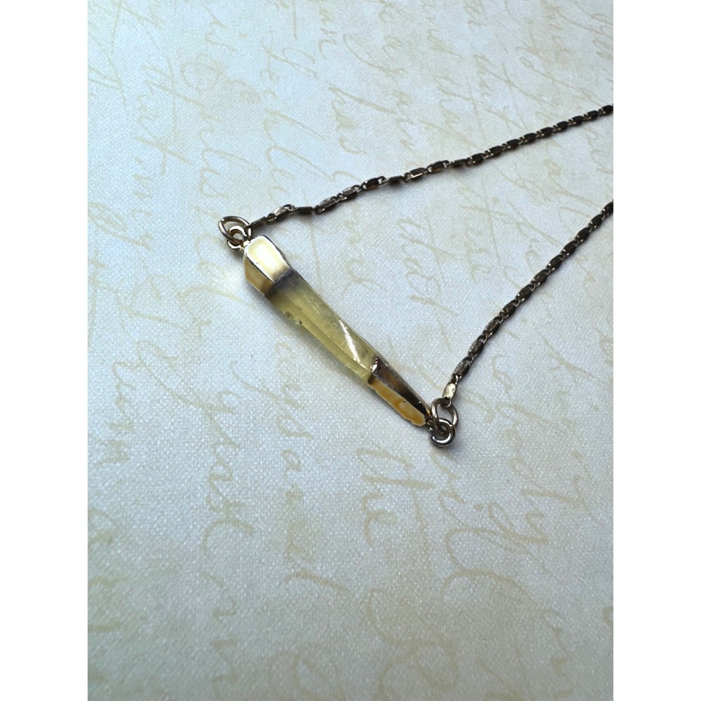 Handcrafted Yellow Resin Bar Pendant Necklace Gold Tone Adjustable Chain Boho